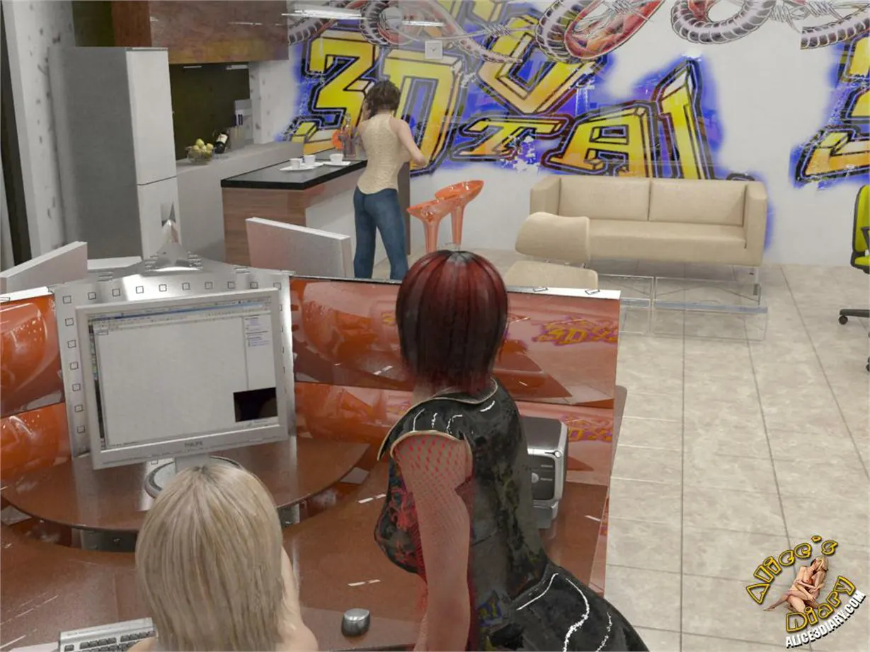 Alice/s Diary  (Chapter 55 - Lesbian Threesome In Internet Cafe) — page 12