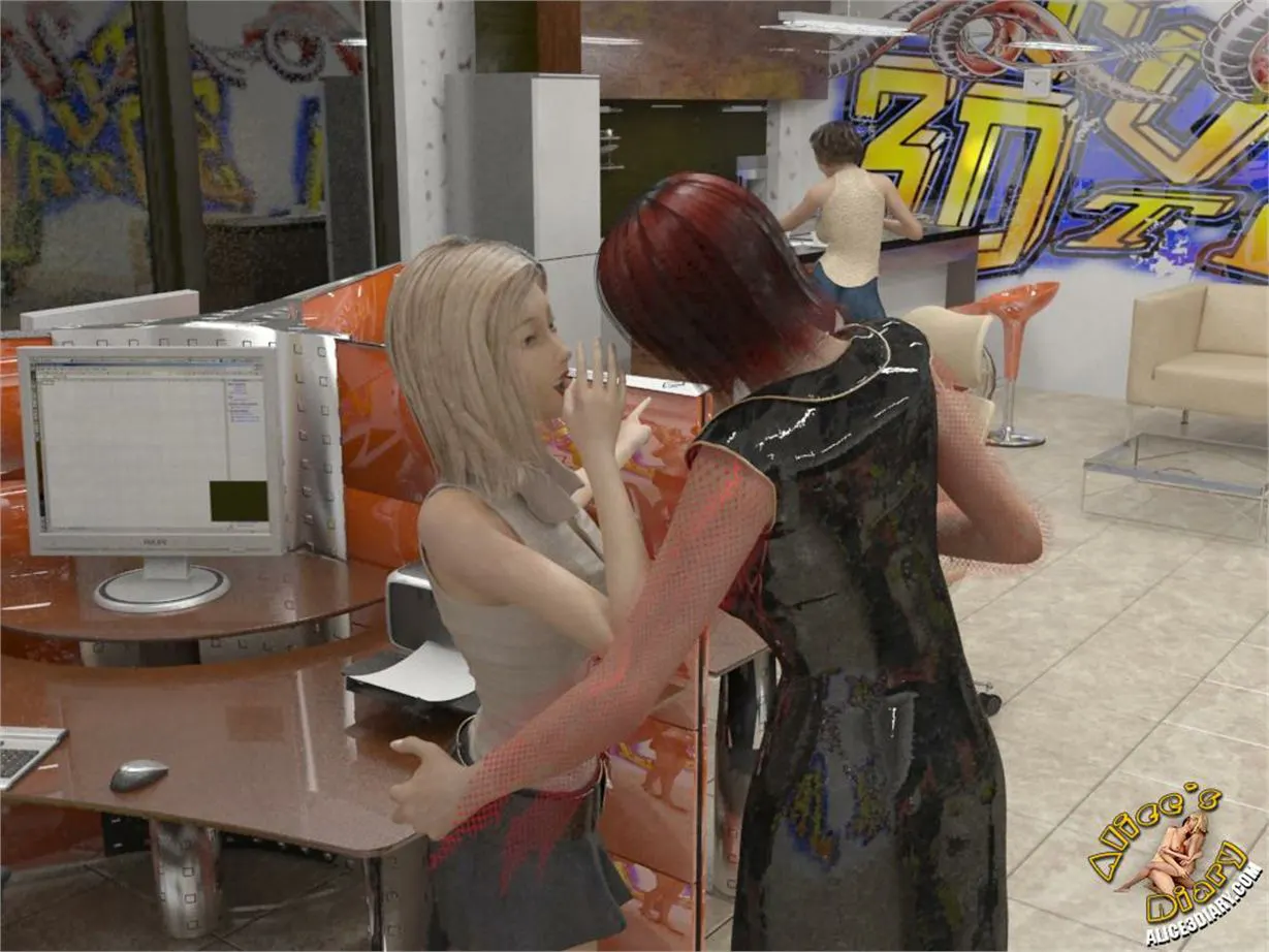 Alice/s Diary  (Chapter 55 - Lesbian Threesome In Internet Cafe) — page 14