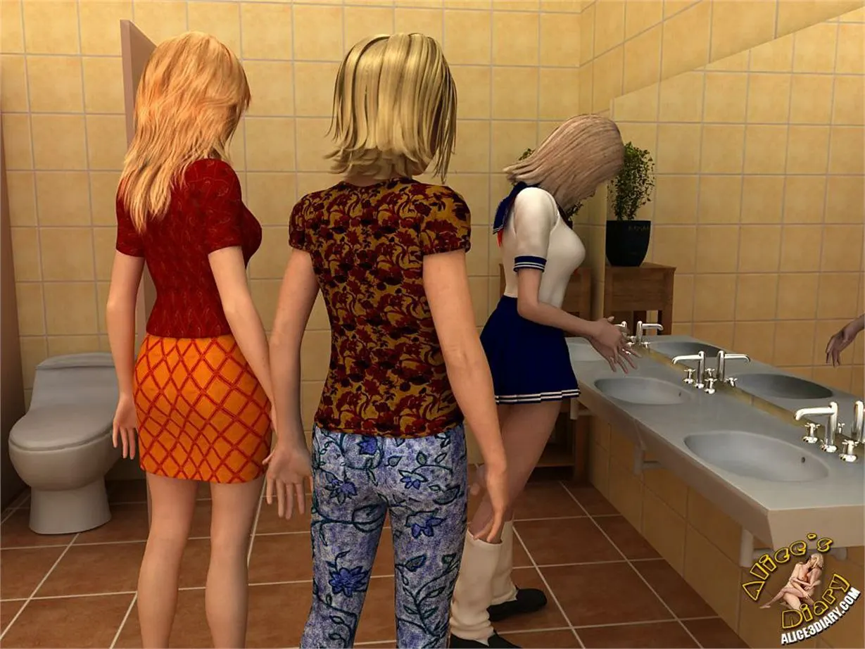 Alice/s Diary  (Chapter 40 - Lesbian Threesome In The Toilet) — page 2