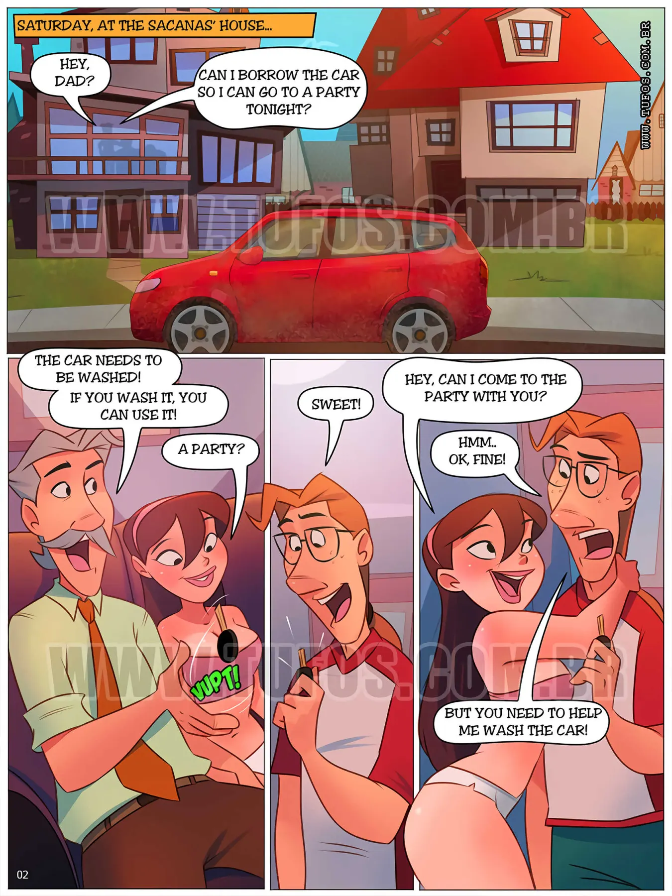 Naughty Fam  (Chapter 52 - Washing Dad/s Car) — page 2